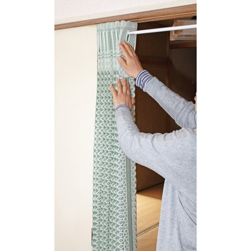 アコーディオンカーテン 二段カット グリーン