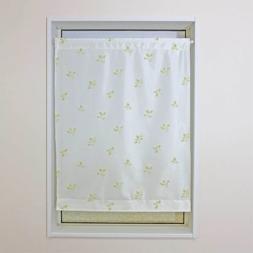 レースカーテン リーフ柄 小窓 グリーン