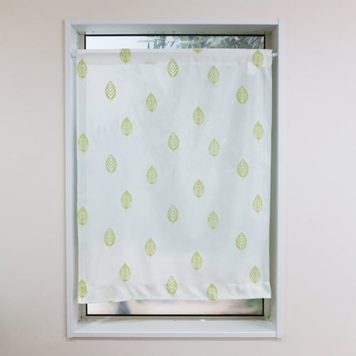 レースカーテン 葉っぱ柄 小窓 グリーン