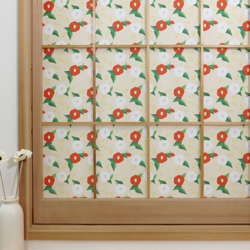 障子紙 障子に貼るレース 椿