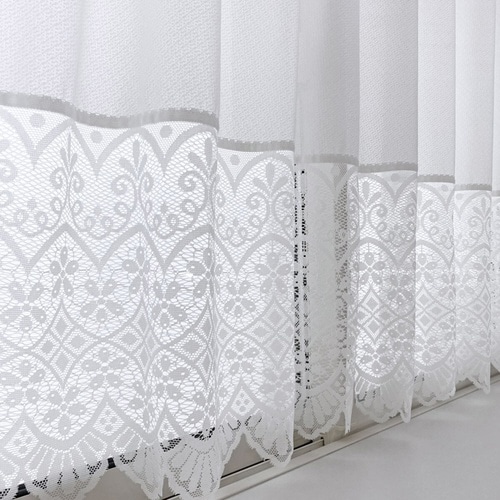 レースカーテン 小窓 フリル付き