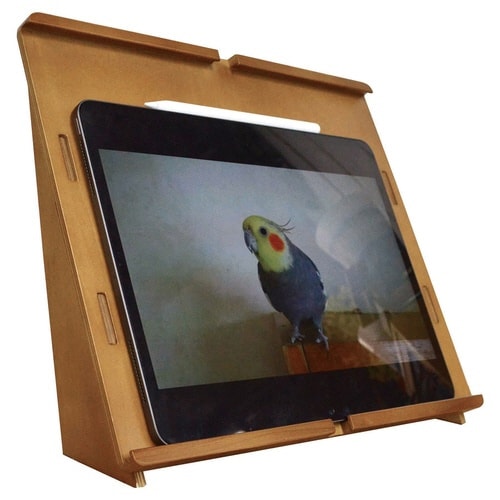 タブレットスタンド 2way 卓上 木製 ブラウン