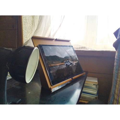 タブレットスタンド 2way 卓上 木製 ブラウン