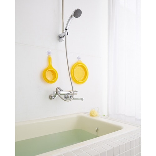 ソフト手おけ 折りたためる手桶 洗面器 イエロー