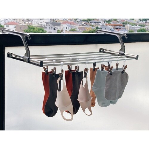 ランドリーラック 伸縮 伸縮ランドリーピンチ付き