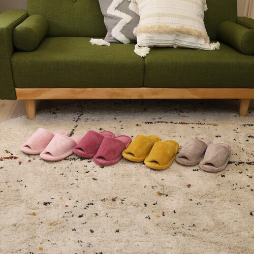 スリッパ マイクロファイバー 外縫い ライトピンク