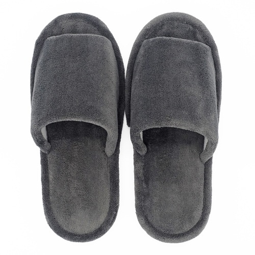 スリッパ マイクロファイバー 外縫い チャコール