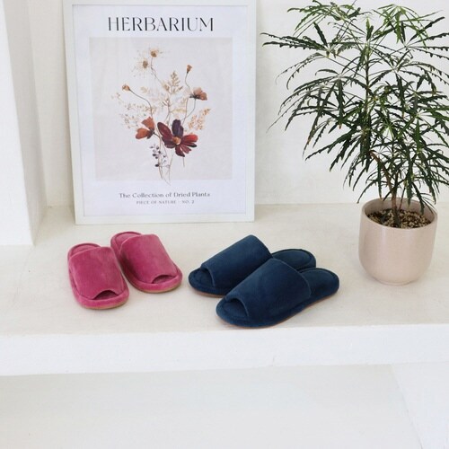 スリッパ マイクロファイバー 外縫い L ネイビー