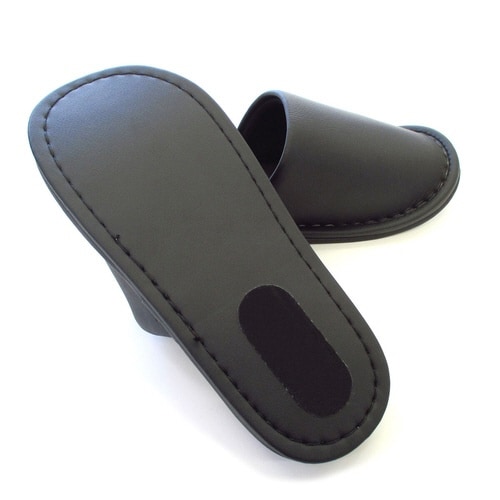 スリッパ マッドビニールレザー Lサイズ ブラック