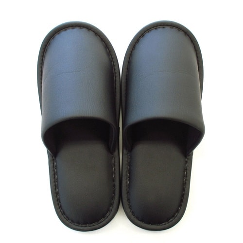 スリッパ マッドビニールレザー Lサイズ ブラック