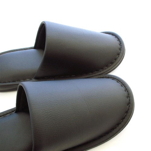 スリッパ マッドビニールレザー Lサイズ ブラック