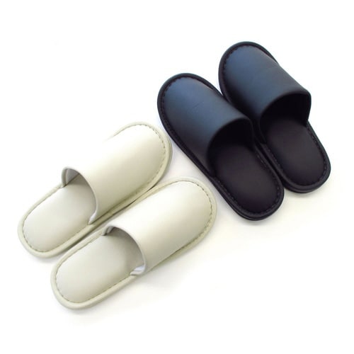 スリッパ マッドビニールレザー Lサイズ ブラック