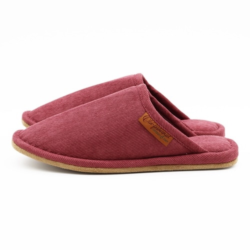 スリッパ コーデュロイ ポリエステル レッド(M)