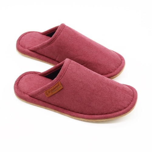 スリッパ コーデュロイ ポリエステル レッド(M)
