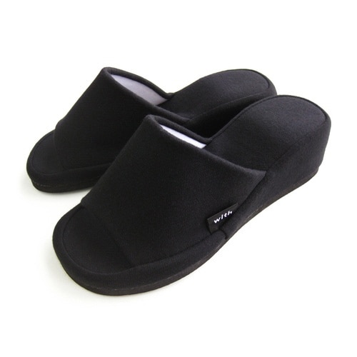 スリッパ With ヒール ブラック