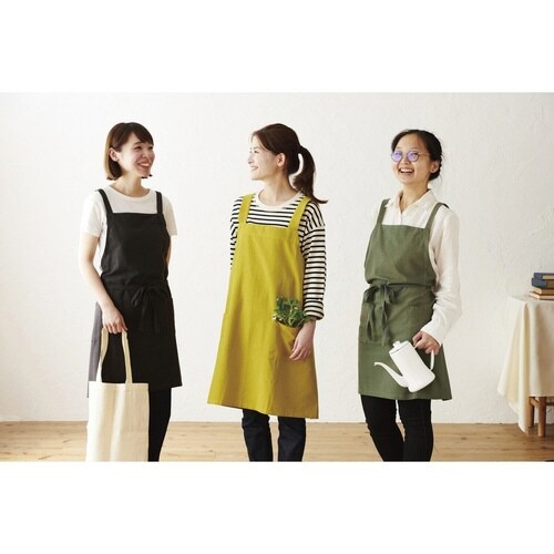 エプロン ソル 無地 綿100% カーキ