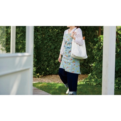 エプロン 綿100% ポケット付き ブルー