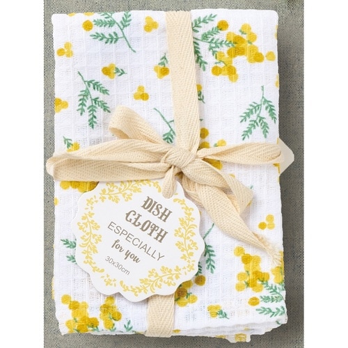 キッチンクロス ブルーミング 2枚入 イエロー