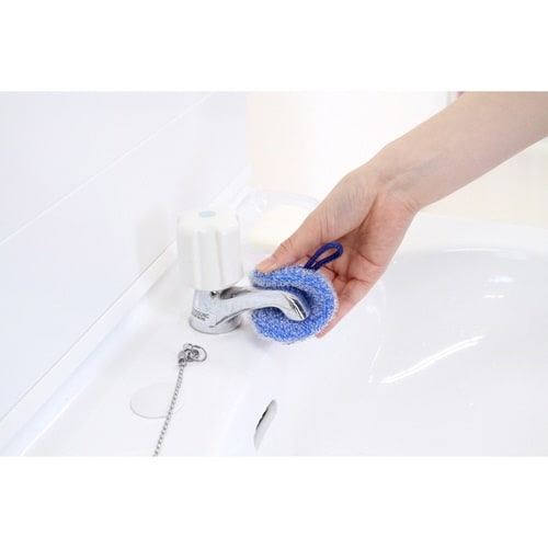 洗面台洗い タワシ 水だけ コンパクト ブルー