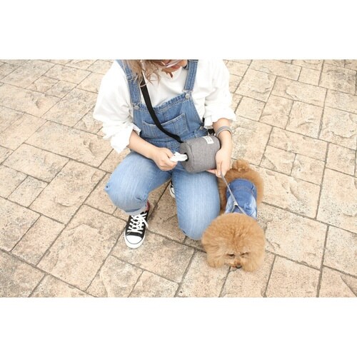 ロールペーパー収納ポーチ ペット お散歩 グレー