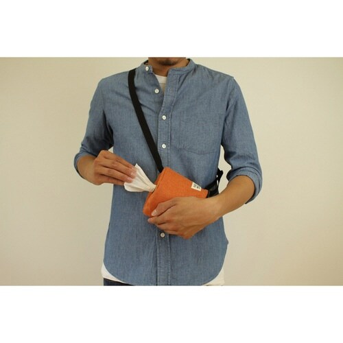 ロールペーパー収納ポーチ ペット お散歩 オレンジ