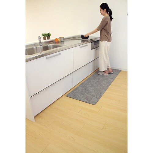 キッチンマット 56×180cm 撥水加工 グレー