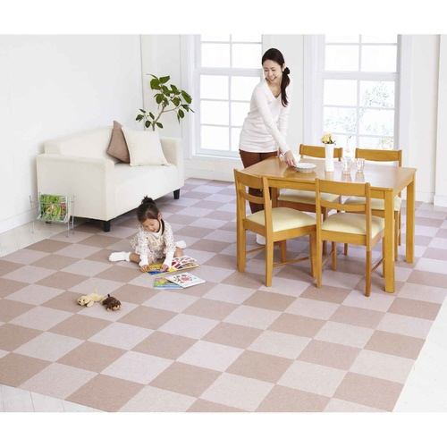 バリアフリータイルマット 無地 8枚入 ベージュ