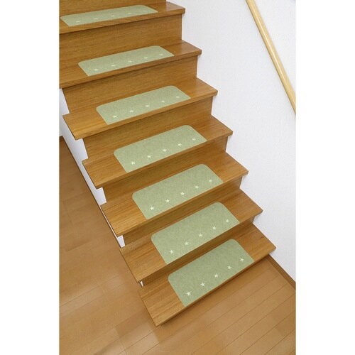 階段マット 吸着タイプ 蓄光 15枚入り グリーン
