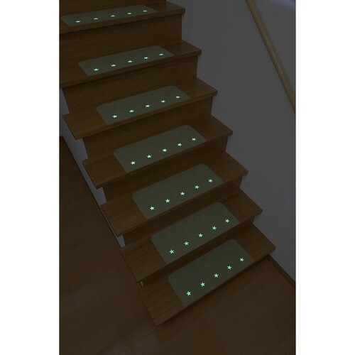 階段マット 吸着タイプ 蓄光 15枚入り グリーン