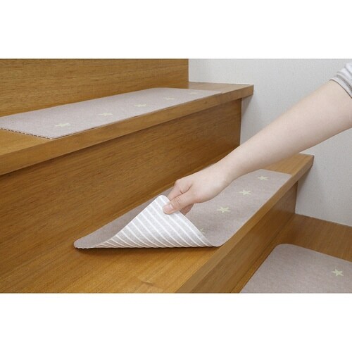 階段マット 吸着タイプ 蓄光 15枚入り ベージュ