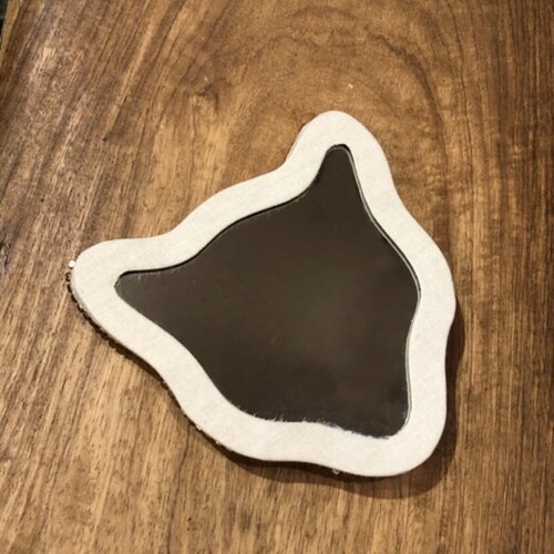 手鏡 レオパード 刺繍 コンパクト ヒョウ柄