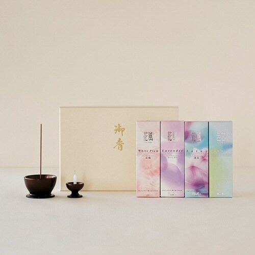 線香 花風 進物 3種入り 色芯ろうそく入り