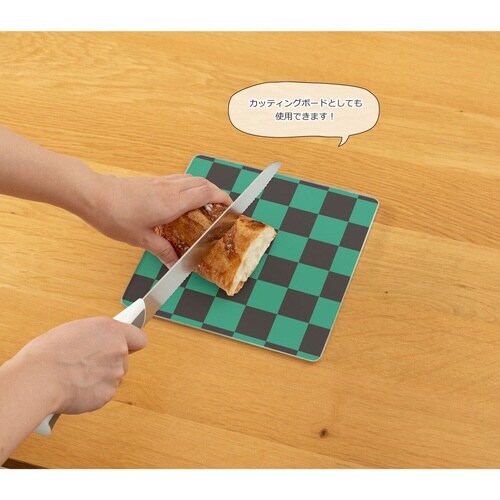 キッチントッププレート 鍋敷き 耐熱ガラス製 市松