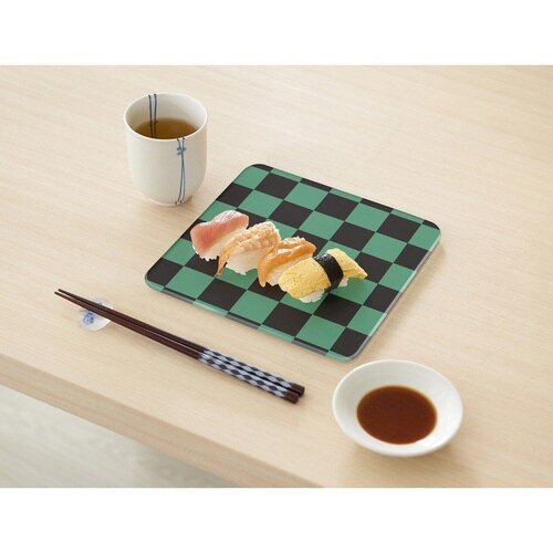 キッチントッププレート 鍋敷き 耐熱ガラス製 市松