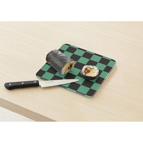 キッチントッププレート 鍋敷き 耐熱ガラス製 市松