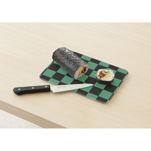 キッチントッププレート 鍋敷き 耐熱ガラス製 市松