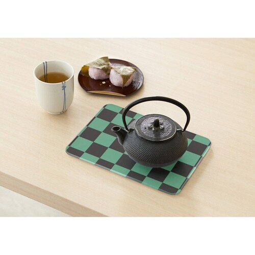 キッチントッププレート 鍋敷き 耐熱ガラス製 市松