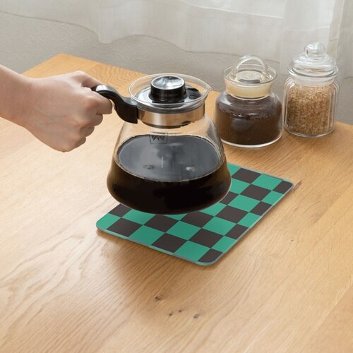 キッチントッププレート 鍋敷き 耐熱ガラス製 市松