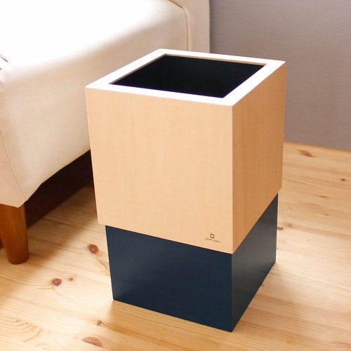 ゴミ箱 木製 10L W CUBE ダークブルー