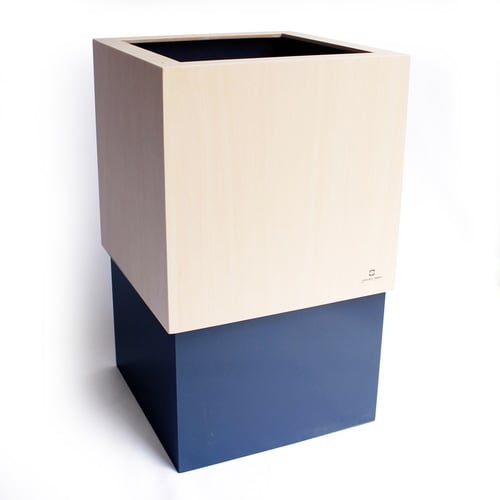 ゴミ箱 木製 10L W CUBE ダークブルー