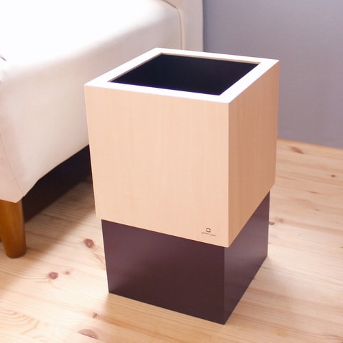 ゴミ箱 木製 10L W CUBE ブラウン