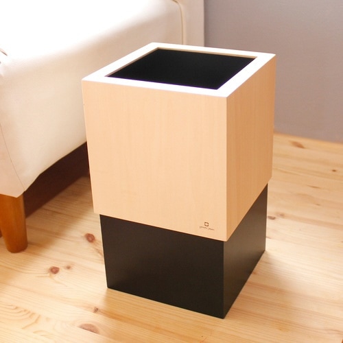 ゴミ箱 木製 10L W CUBE ブラック