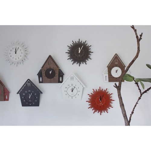 掛け時計 木製 ヤマト工芸 DOUWA レンガ色