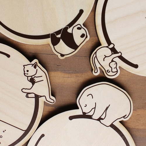 コースター 木製 動物 リング 合板 さる