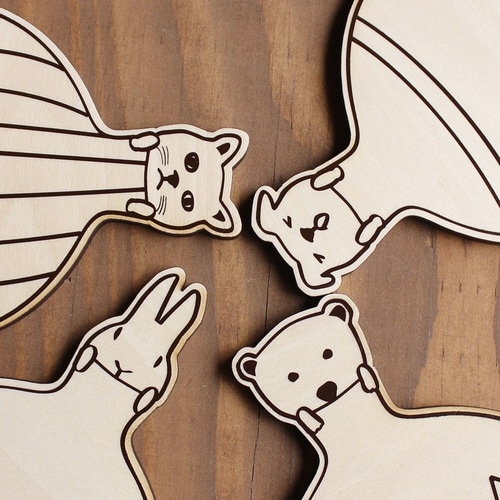 コースター 木製 動物 ベース コップ敷き うさぎ