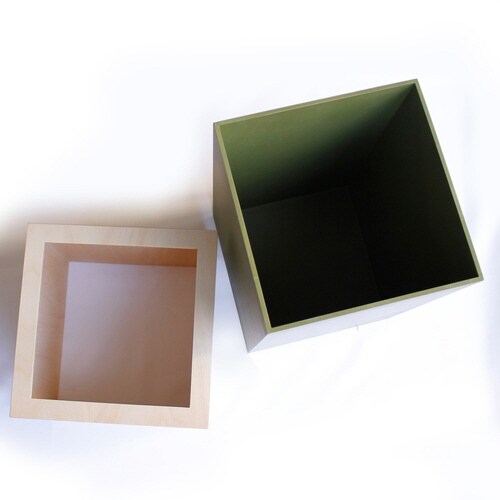 ゴミ箱 木製 10L W CUBE オリーブ