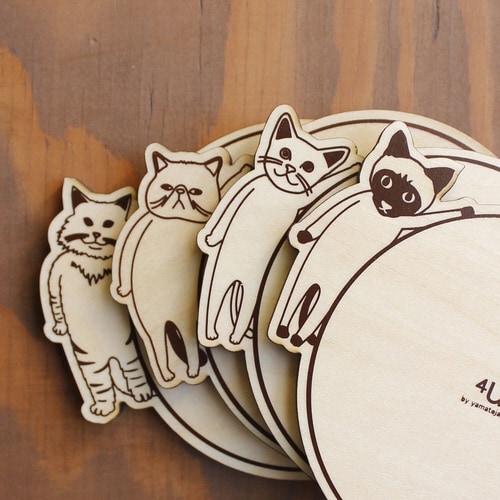 コースター 木製 ねこ 合板 コップ敷き シャム
