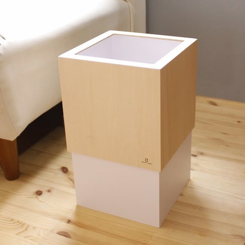 ゴミ箱 木製 10L W CUBE ホワイト