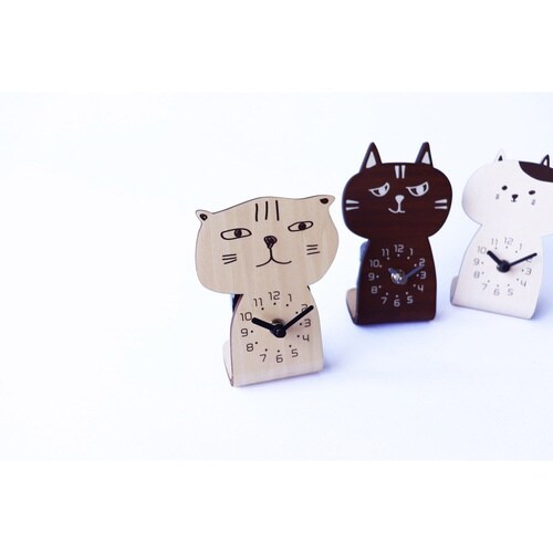 置き時計 chara CATS ナチュラル(白)