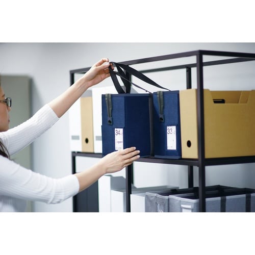 フタ付キャビネットバッグ ネイビー